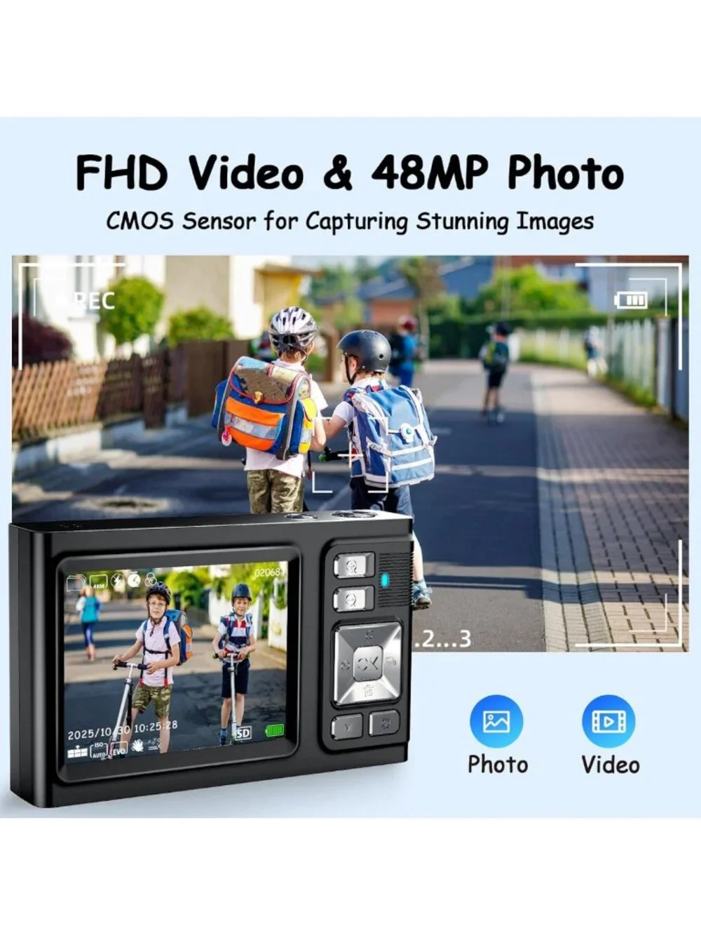 48MP 4K Digital Camera with Autofocus & 16X Zoom - Compact Vlogging & Travel